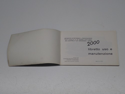 TRIUMPH 2000 USO E MANUTENZIONE MANUALE ISTRUZIONI 1964 - Foto 2 di 7