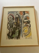 Mid Century Abstract Painting Cubist Cubism Expressionism Listed Arnold Schifrin