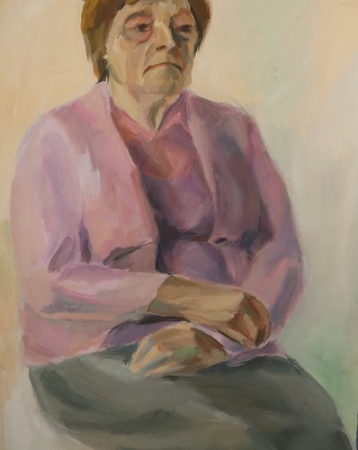 Vintage original gouache painting old woman portrait - Imagen 7 de 13