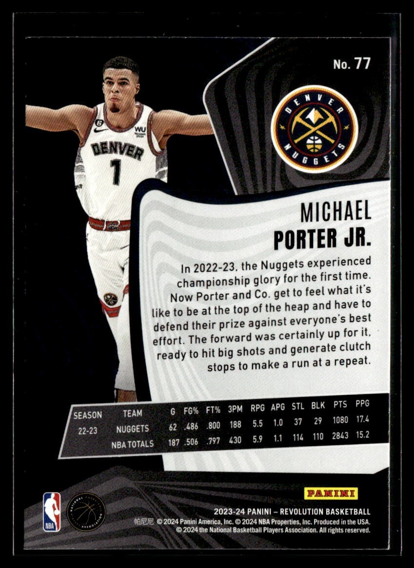 2023-24 Panini Revolution Michael Porter Jr. #77 Denver 2023-24 Panini Revolution Michael Porter Jr. #77 Denver