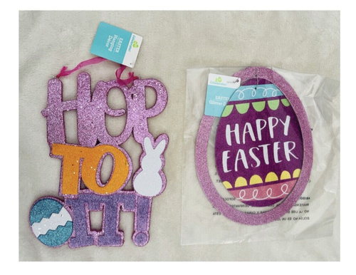 2 PCS Easter Decorations Hanging Glitter NEW