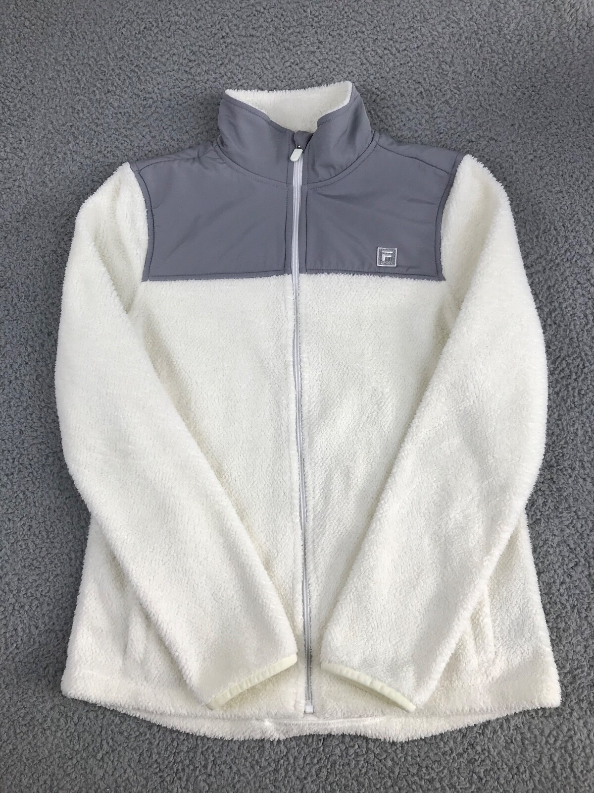 Giacca sportiva Fila donna media bianca grigia maglione zip intera outdoor donna