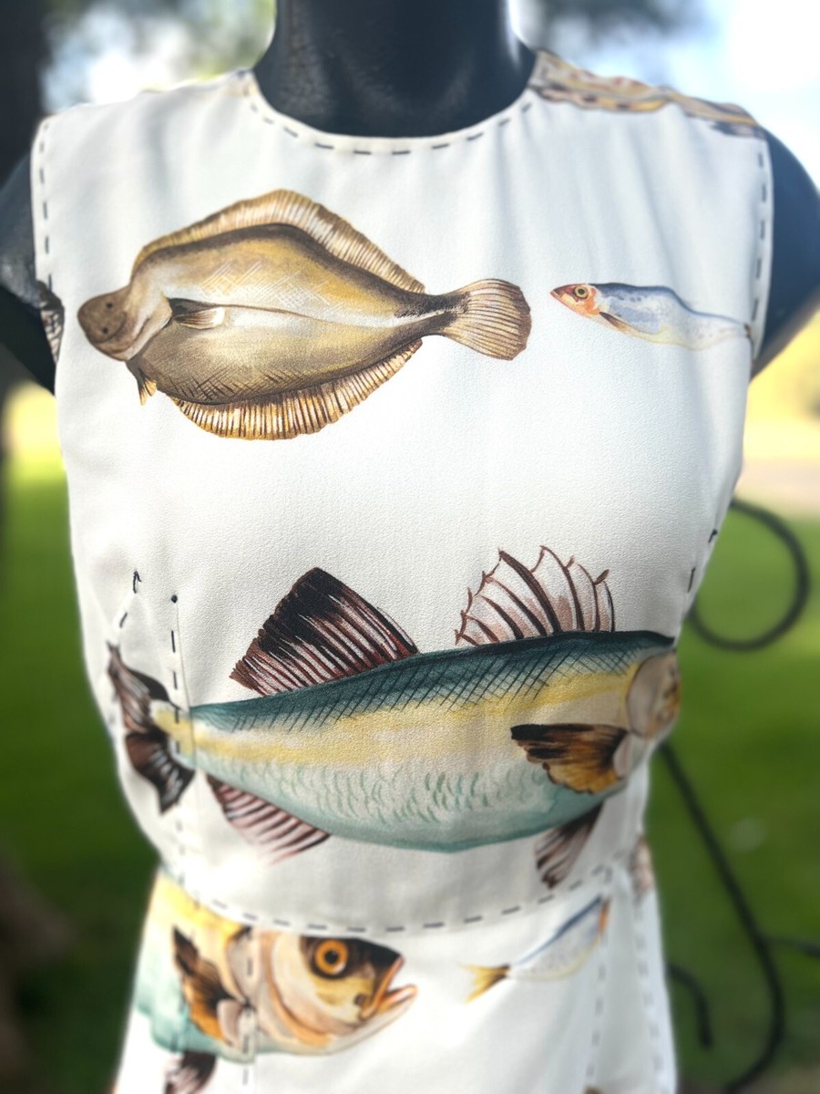 Ms Authentic DOLCE & GABBANA Fish Print DRESS Silk Size 42 Ms Authentic DOLCE & GABBANA Fish Print DRESS Silk Size 42