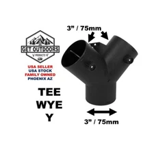 Diesel Parking Heater Boat RV - 3" 75mm 3 Way Tee Wye Y Splitter Vent - VEVOR