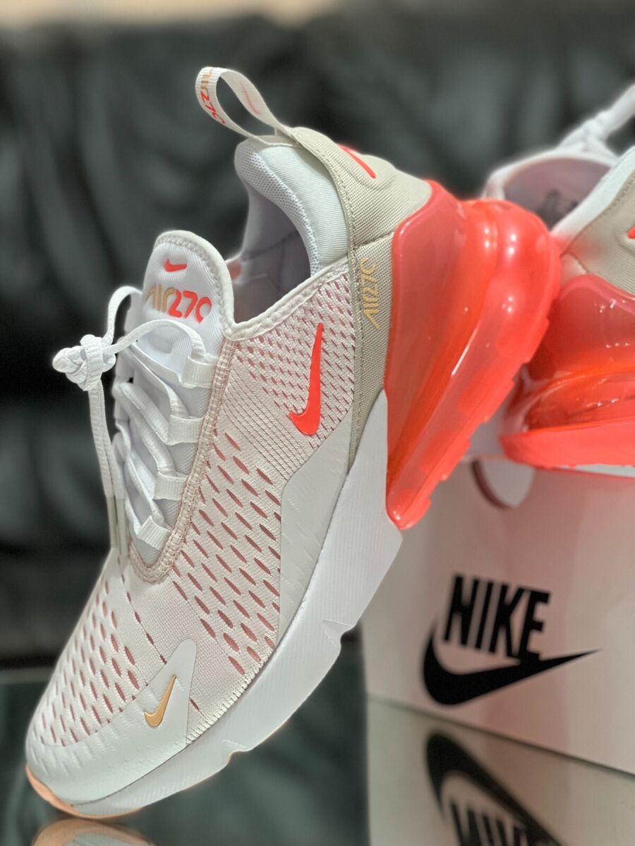 Nike Air Max 270 White-Bright Mango Sneakers Women's Size Nike Air Max 270 White-Bright Mango Sneakers Women's Size