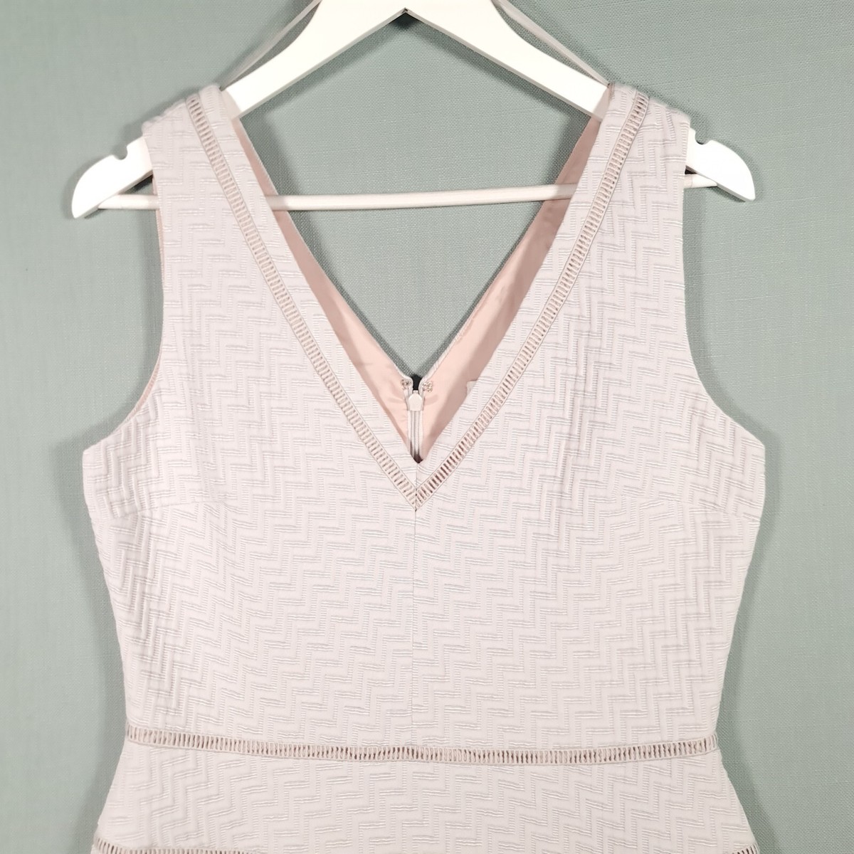 Reiss Dress Womens 14 Grey Fit Flare Nelly Sleeveless Flowy