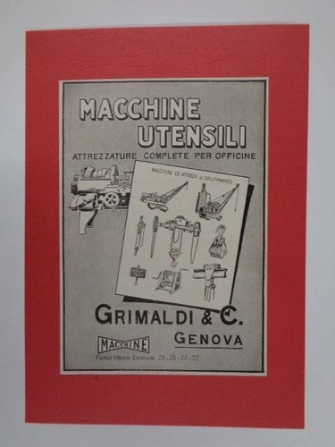 UTENSILI GRIMALDI Pubblicità estratta da LE INDUSTRIE ITALIANE 1919 ORIGINALE - Foto 1 di 2