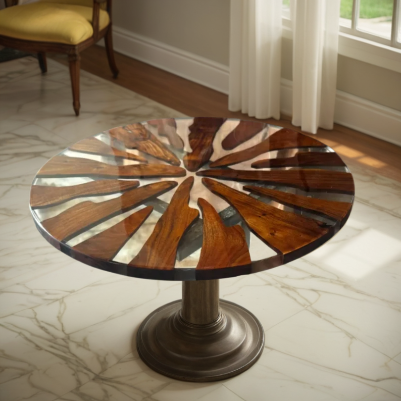 Clear Epoxy Resin Wood Coffee Table Top for Living Room Centerpiece