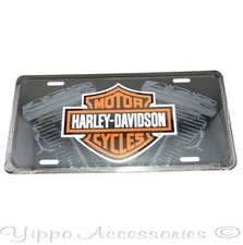 Harley Davidson with Engines Licensed Aluminum Metal Car License Plate Tag NEW