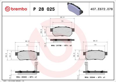 Brembo brake pad set, disc brake P 28 025