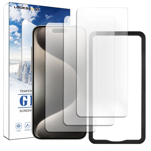 Lot de 3 protections d'écran en verre trempé + cadre d'installation pour iPhone 14 15 Pro Max - Photo 12 sur 14