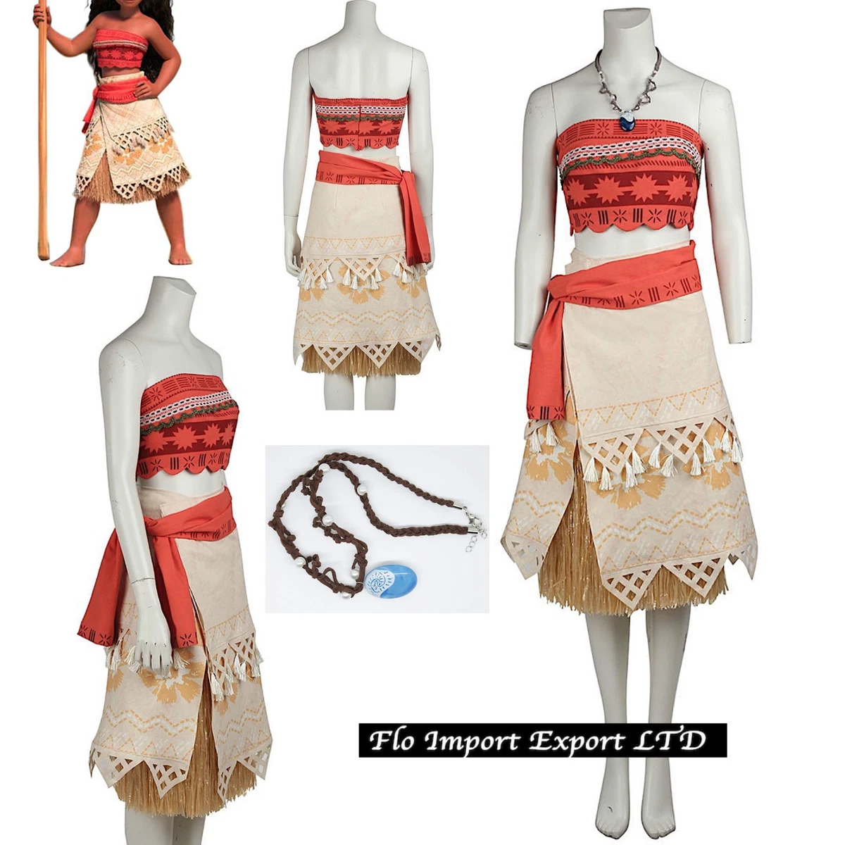 Moana Women Girl Cosplay Dress Moana Carnival Dress Costume VAIDR02 - B