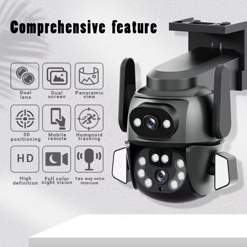 4K HD Outdoor WiFi IP Security Camera Dual Lens PTZ Wireless Night Vision Cam