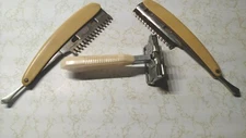 VINTAGE SHAVING ITEMS *GEM RAZOR & 2 URHAM UPLEX STRAIGHT RAZORS *SET OF 3*