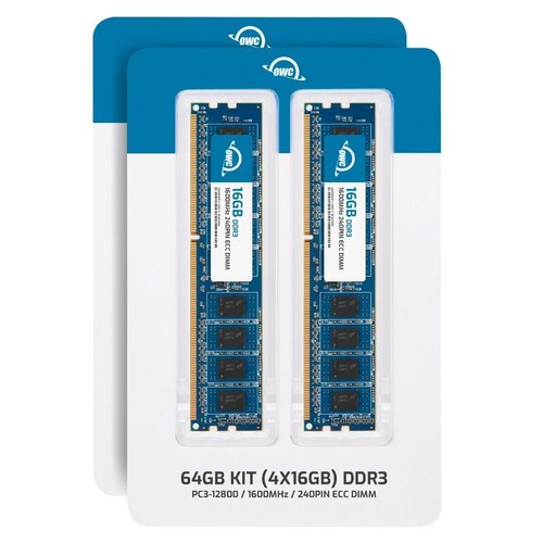 OWC 64GB (4x16GB) DDR3 1600MHz 2Rx8 ECC Unbuffered UDIMM 240pin Memory RAM - Picture 2 of 7