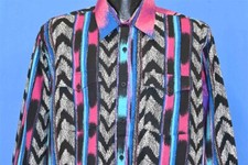 vtg 90s PLAINSMAN WESTERN AZTEC STRIPE COLORFUL MEN'S BUTTON DOWN SHIRT XL TALL