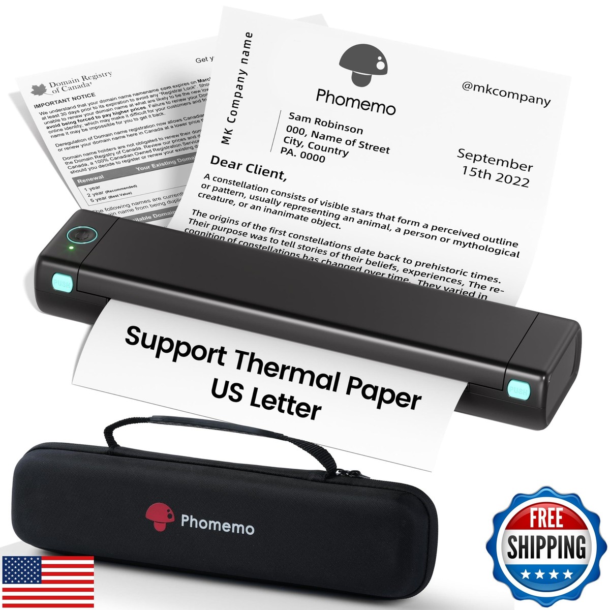 Phomemo M08F Portable Printer Wireless for Travel, Thermal