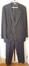 Lord West Men's Black Tux Ribbed Satin Lapel Side Stripe Prom Sz 44 XL