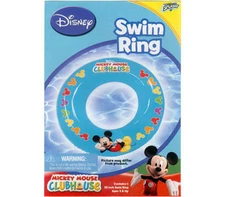 Inflatable Swim Ring 18" Mickey Clubhouse Age 3+ Blue + Colored Mickey Heads New