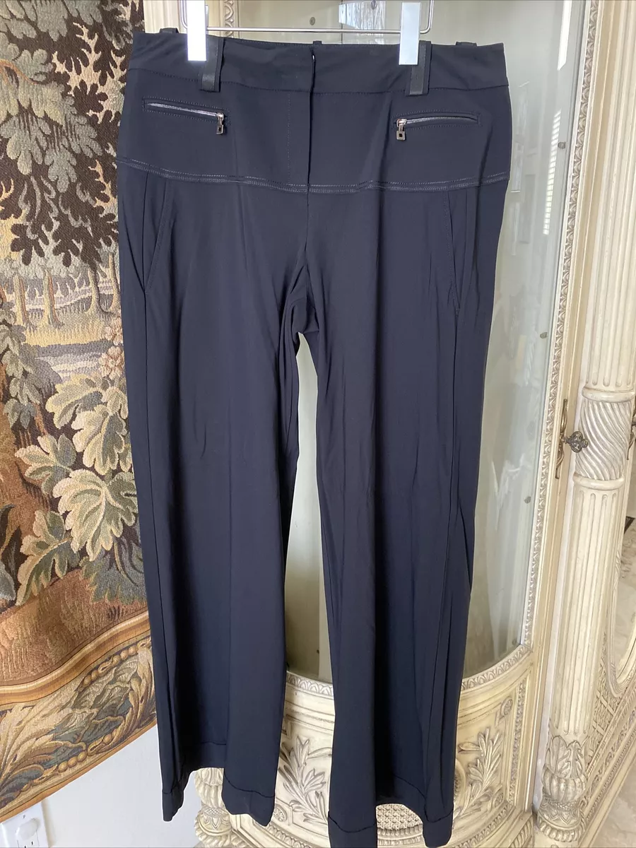 Women's Marithe Francois Girbaud Navy Stretch Trousers Size US 8 Wide Leg Cuffs