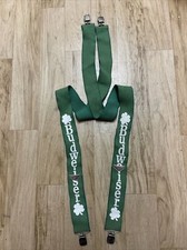 VTG Budweiser St. Patrick's Day Shamrock Adjustable Clip-On Green Suspenders