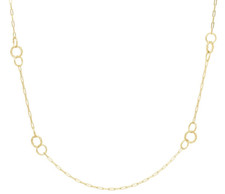 14k Yellow Gold 18" PAPERCLIP Circle Station Link Cable Chain Necklace 3.5gr 3MM