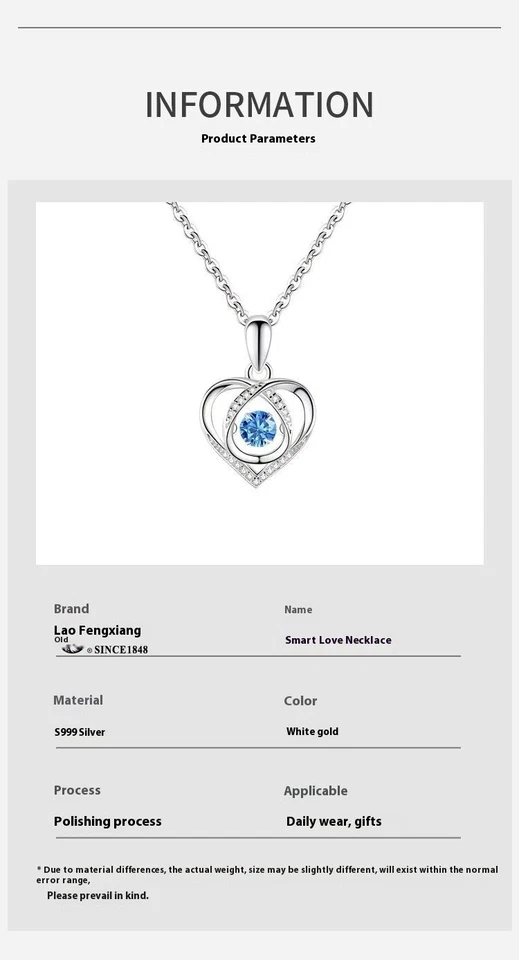 S999 pure silver heart-shaped women's necklace as a holiday gift for lovers Foto 4 de 4