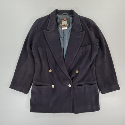Emporio Armani Damen Blazer dunkelblau 42 Wolle Kaschmir Zweireiher Jacke