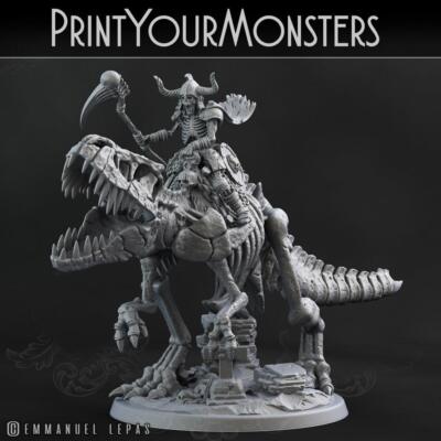 3D Printed Print your Monster Skeleton Mounted T-Rex 28 32mm D&D