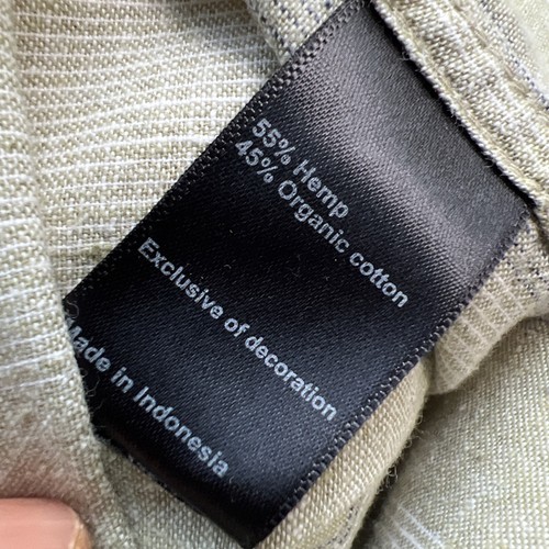 Wellen Hemp Blend Button Up Shirt Mens Medium Horizontal Stripe Short Sleeve - Picture 9 of 11