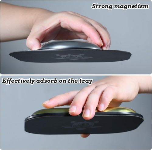 Black Rolling Tray with Magnetic Lid & Cool Ashtray for Small, - Picture 2 of 6