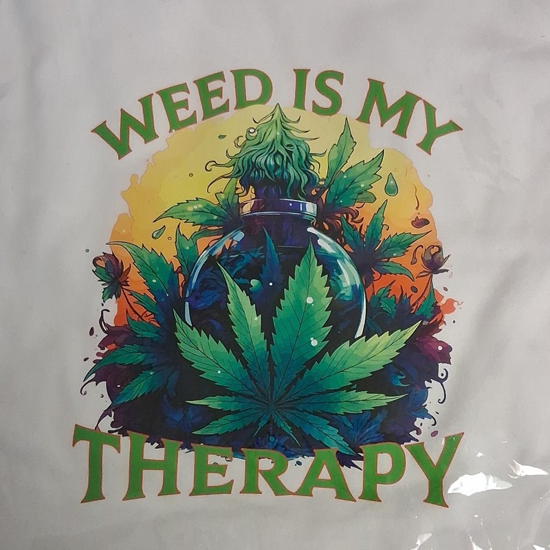 Weed Is My Therapy Decorative Heat Transfer Graphic