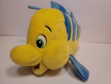 Vintage Large 13" Disney Store LITTLE MERMAID FLOUNDER Plush Stuffed Animal Toy