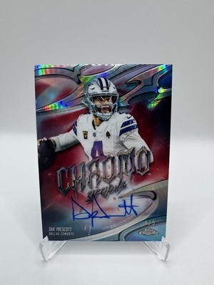 2025 Topps Chrome Dak Prescott Chromographs Auto True Red Refractor 4/5 Jersey #