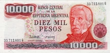 Banknote Argentina P306b 10000 Pesos 1982
