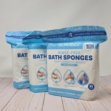 Scrubzz Rinse-Free Soap Shampoo Infused Bath Sponges 25 Count 3-pack