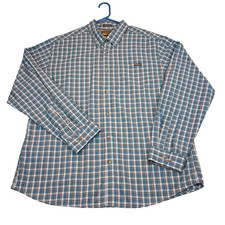 Eddie Bauer Shirt Mens XL Blue Tartan Plaid Long Sleeve Button Up Classic Fit