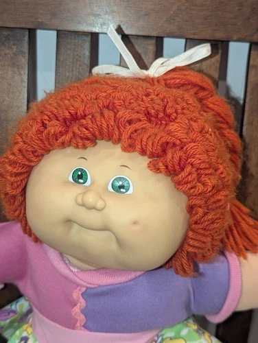 Vintage Cabbage Patch Doll Red Hair Green Eyes Dimple  Outfit Shoes 1986