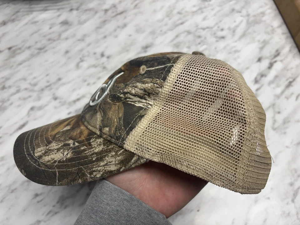 Gorra de béisbol vintage Realtree con espalda a presión camionero borde camuflaje malla hoja extremidad Foto 3 de 4