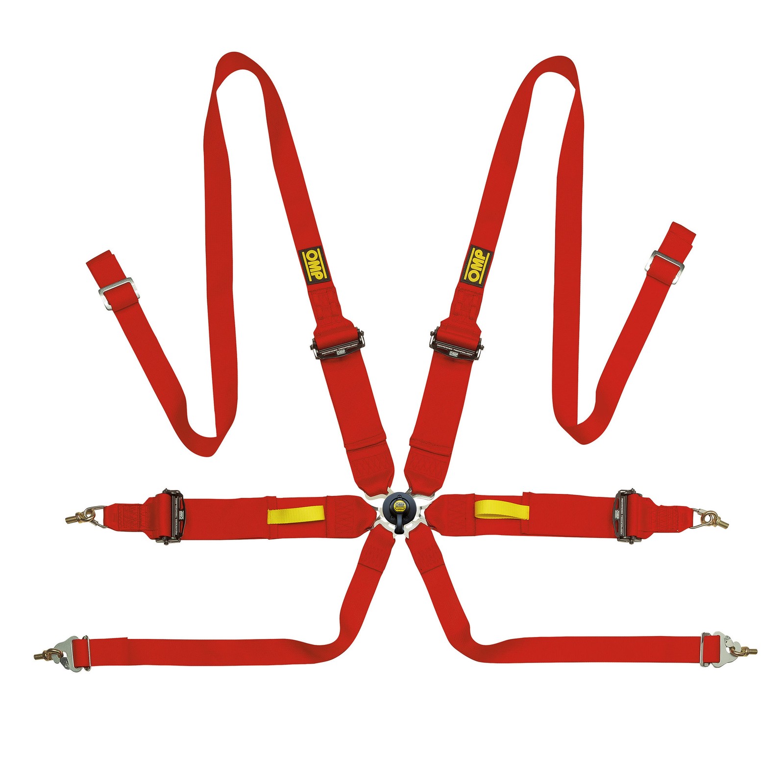 OMP Tecnica 3''+2'' Saloon 6 Point Harness, Red - FIA 8853-2016 Approved