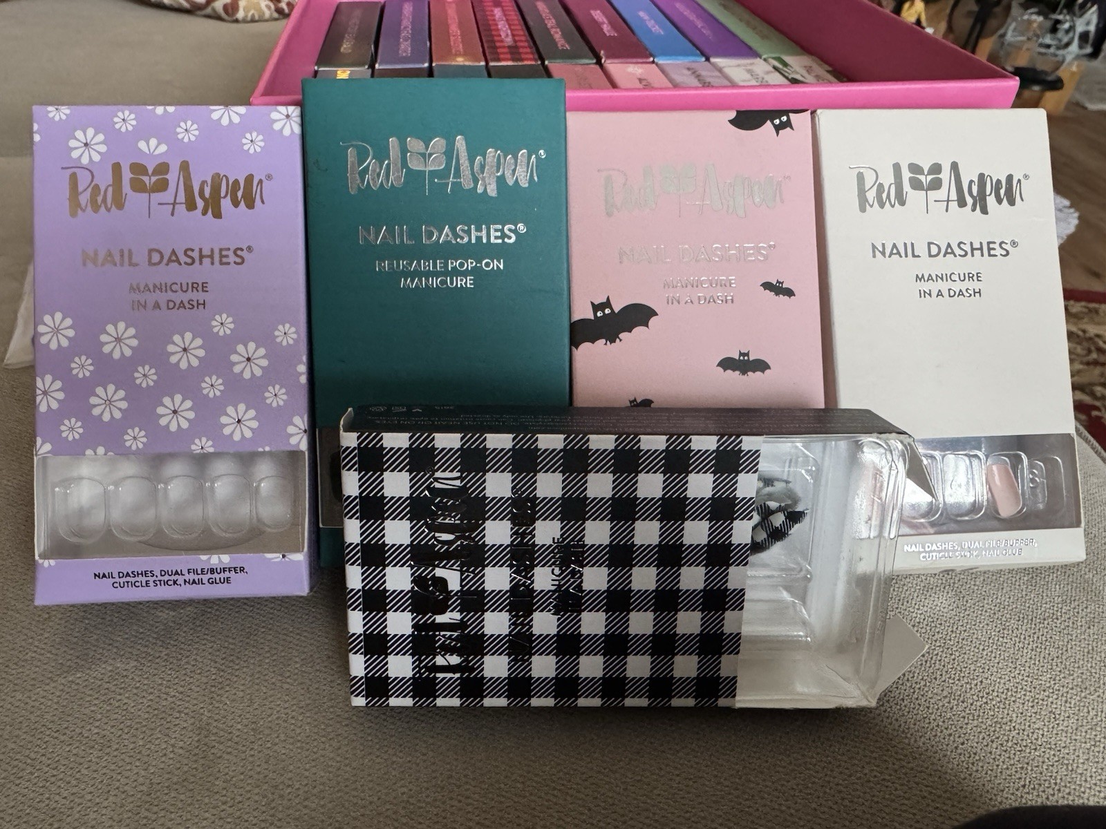 RED ASPEN SHORT SQUARE nail Dashes Lot 23 Slightly Used Boxes Read Description