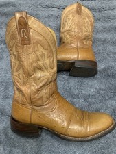 12.5 B Rod Patrick Tan Smooth Ostrich Cowboy Boots Classic Round Toe Exotic