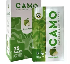 CAMO Self-Rolling Natural Leaf Wraps-Green Apple Flavor (Full Box)