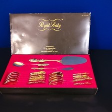 Juego de cubiertos de acero inoxidable chapado en oro Royal Sealy 15 piezas de postre Japón vintage