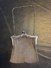 Antique Victorian German Silver Mesh Chain Mail Purse HEAVY 6" x 5", 175g