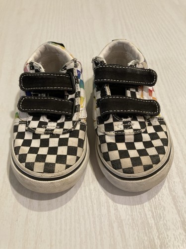 Vans Toddler Rainbow Checkerboard Hook& Loop Closure Skate  Shoes Sneakers Sz 6 - Picture 4 of 11