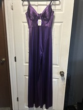 Haley Corset Slit A-Line Satin Formal Dress Size Medium