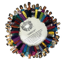Round Photo Frame Picture Frames Worry Dolls “Amigos” from Mexico Wood