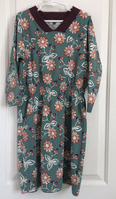 Tea Collection girls 10 multi color floral maroon trim long sleeve dress #1348