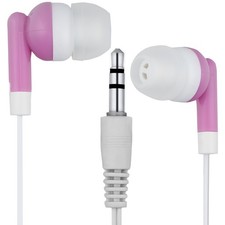 Pack of 25 Pink/White 3.5mm In-Ear Earbuds / Earphones